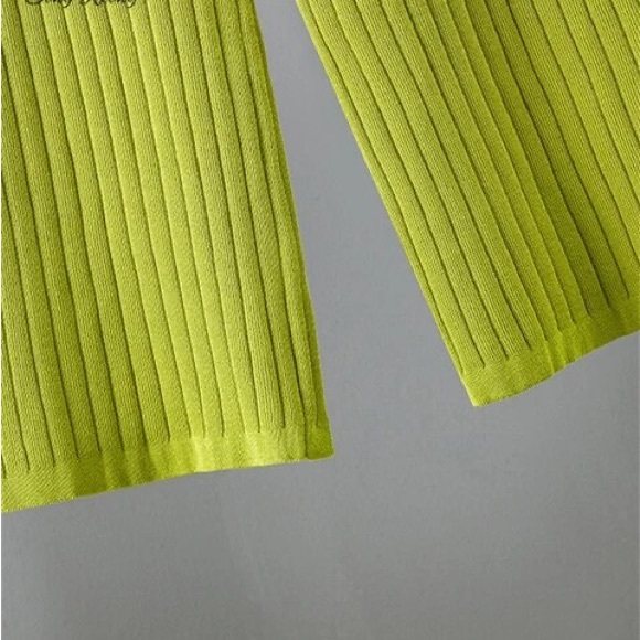 Women Two-Piece Set Top-Pants Medium Green Fruit Sleeveless Wide Leg High Rise - Picture 13 of 14